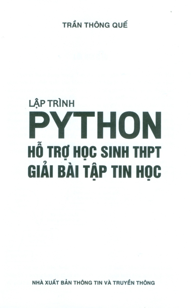 LẬP TRÌNH PYTHON - HỖ TRỢ HỌC SINH THPT GIẢI BÀI TẬP TIN HỌC